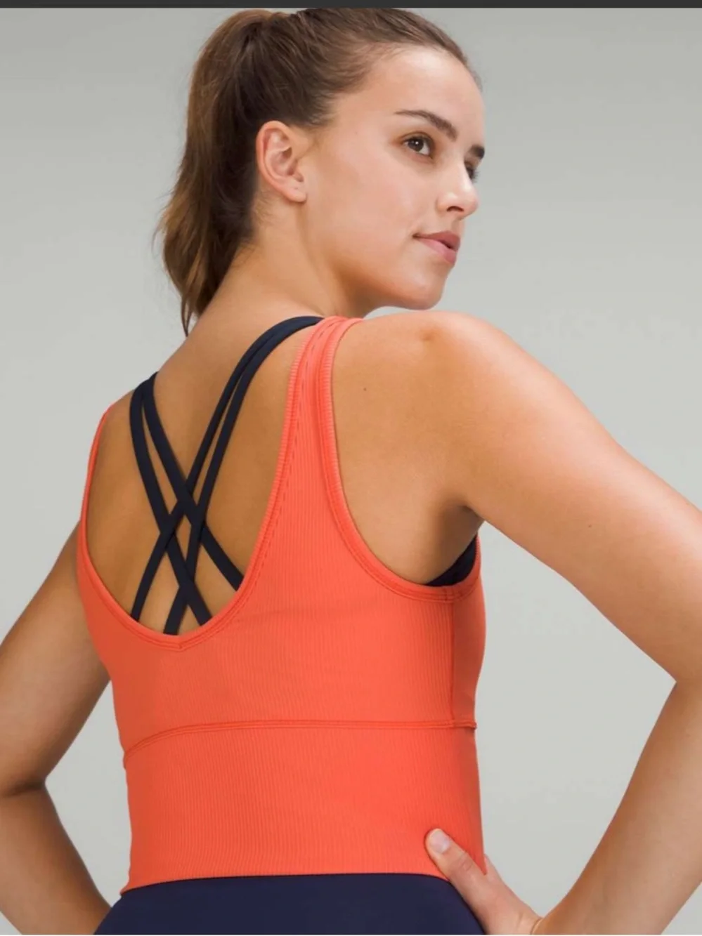 Lululemon Ribbed Power Pivot Reversible Wear Tank Top Warm Coral Size 4 Small - Picture 2 of 6